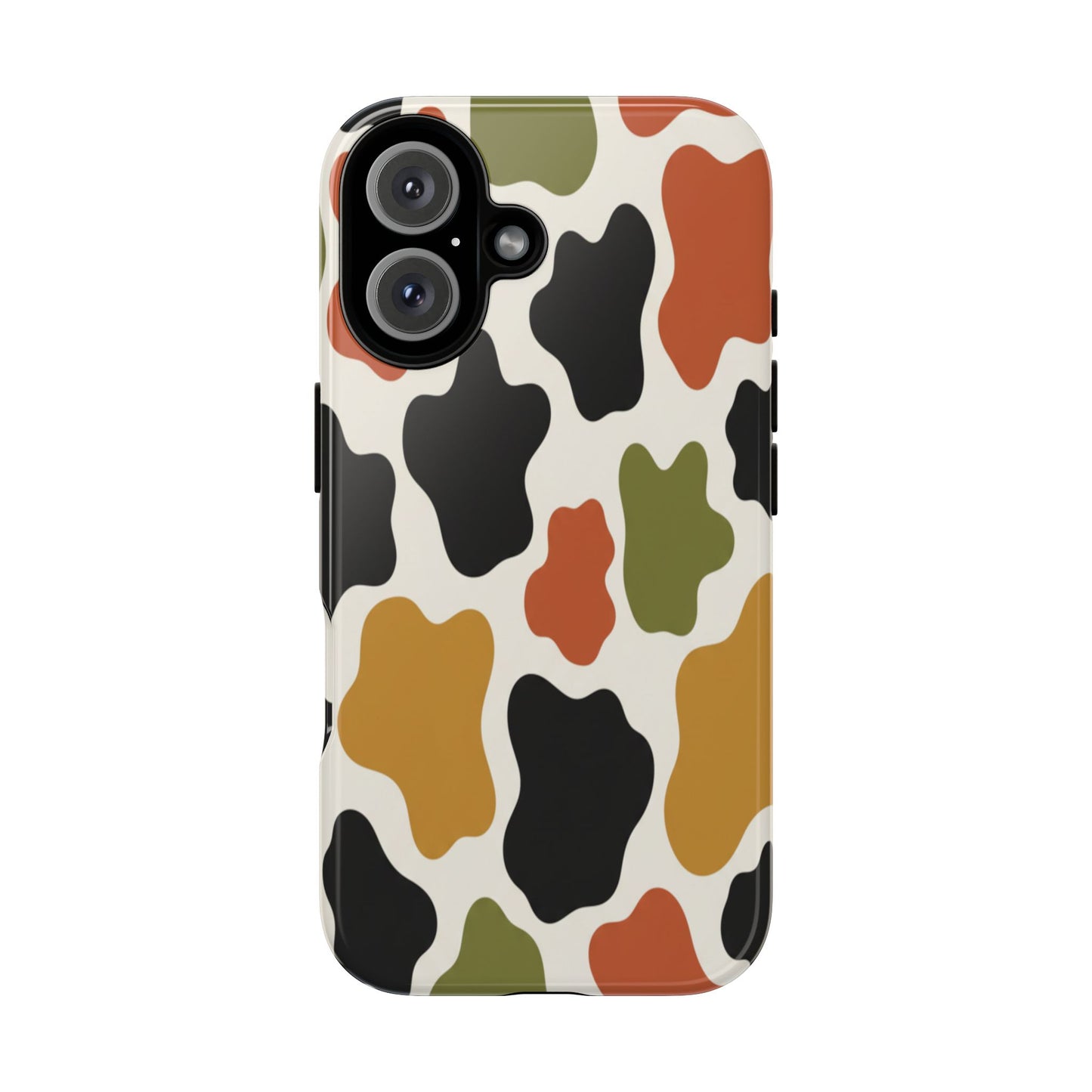 Camouflage Pattern Tough Phone Case – Retro Olive, Rust & Mustard Protective Cover