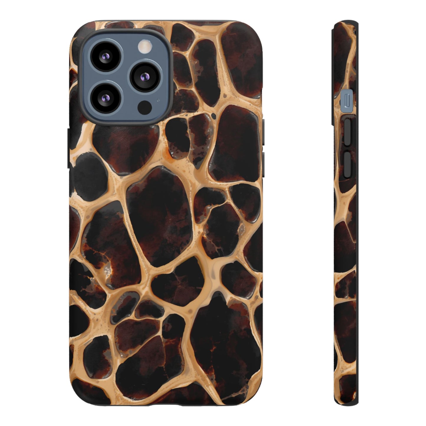 Phone Case — Brown Leather Dot Texture Rugged Protective Cover