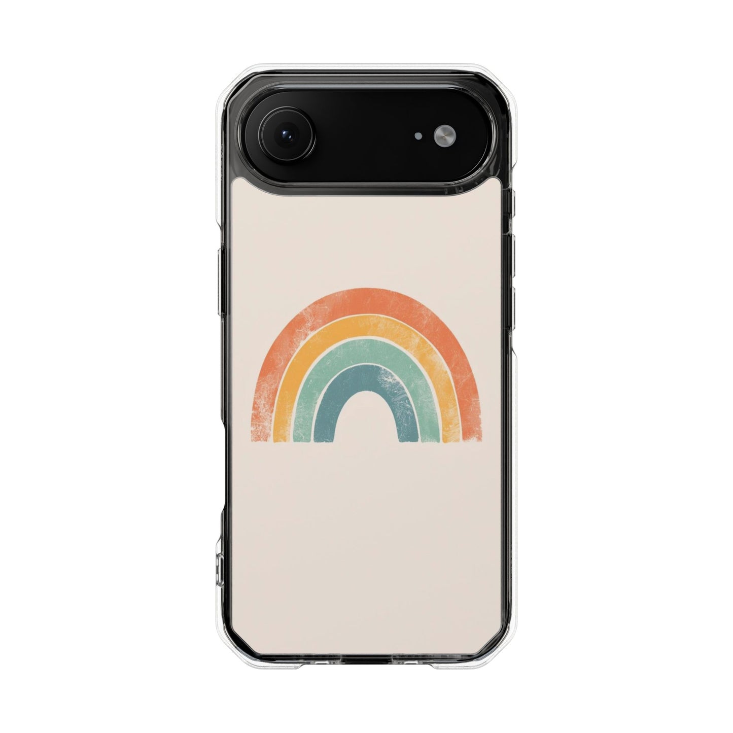 Clear Impact Phone Case — Pastel Boho Rainbow Design, Magnetic Compatible