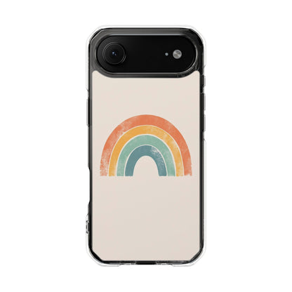Clear Impact Phone Case — Pastel Boho Rainbow Design, Magnetic Compatible