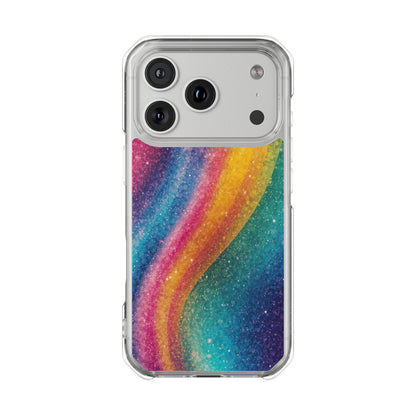 Clear Magnetic Phone Case — Rainbow Glitter Wave Impact-Proof Cover