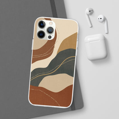 Abstract Earth Tone Phone Case — Boho Wavy Flexi Case