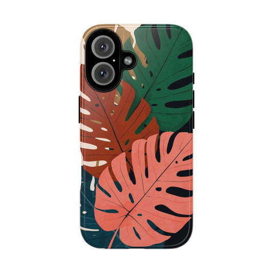 Tropical Monstera Phone Case — Colorful Leaf Protective Tough Case