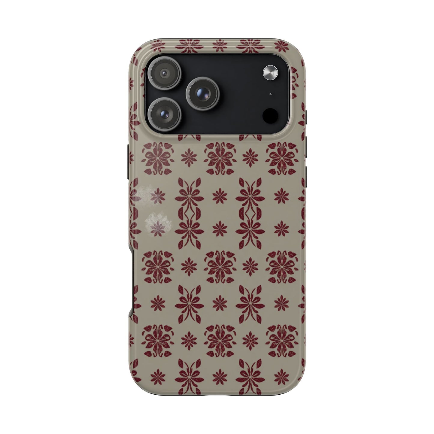 Tough Phone Case — Vintage Red Floral Pattern Protective Cover