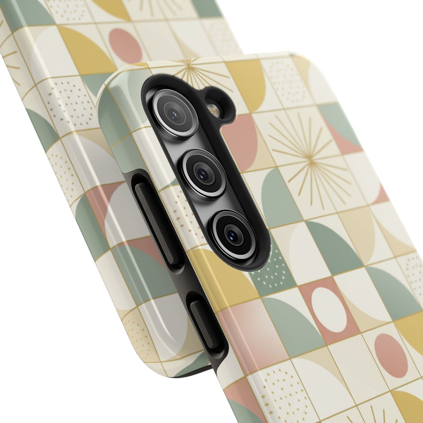 Retro Geometric Tough Phone Case — Pastel Midcentury Pattern
