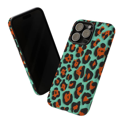 Teal & Rust Leopard Phone Case — Tough Protective Animal Print