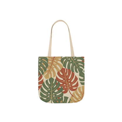 Tropical Monstera Canvas Tote Bag – Earthy Leaf Pattern Eco Shopper