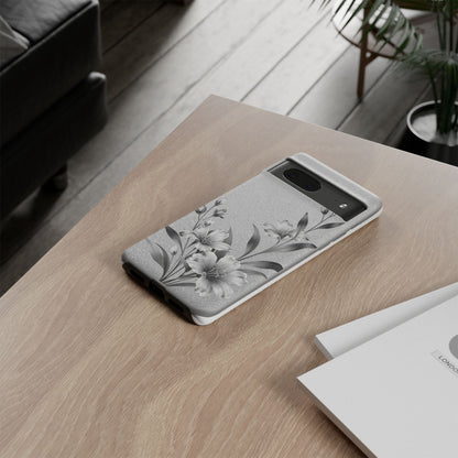 Floral Monochrome Phone Case — Elegant Black & White Lily Design