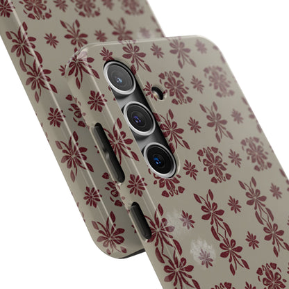 Tough Phone Case — Vintage Red Floral Pattern Protective Cover