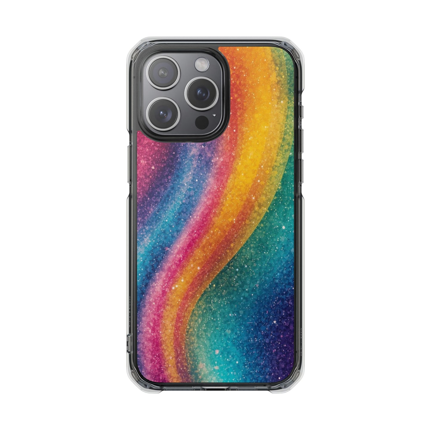 Clear Magnetic Phone Case — Rainbow Glitter Wave Impact-Proof Cover