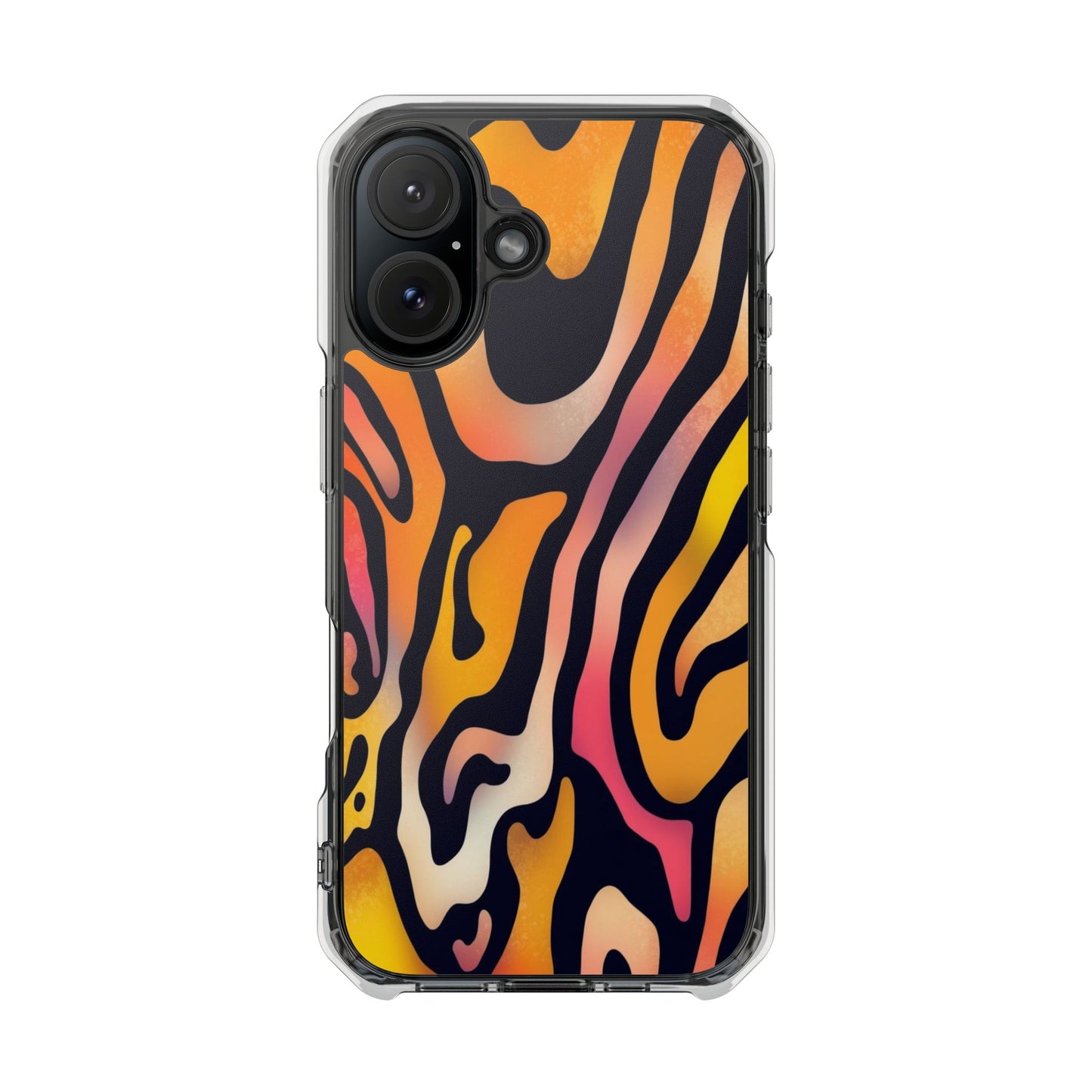 Clear Impact Phone Case — Vibrant Orange Zebra Pattern (Magnetic Compatible)