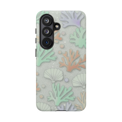 Pastel Coral Reef Tough Phone Case – Sea Shell & Coral Pattern Durable Protector
