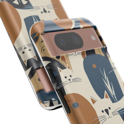 Cat Pattern Phone Case – Retro Abstract Cats Protective iPhone Cover