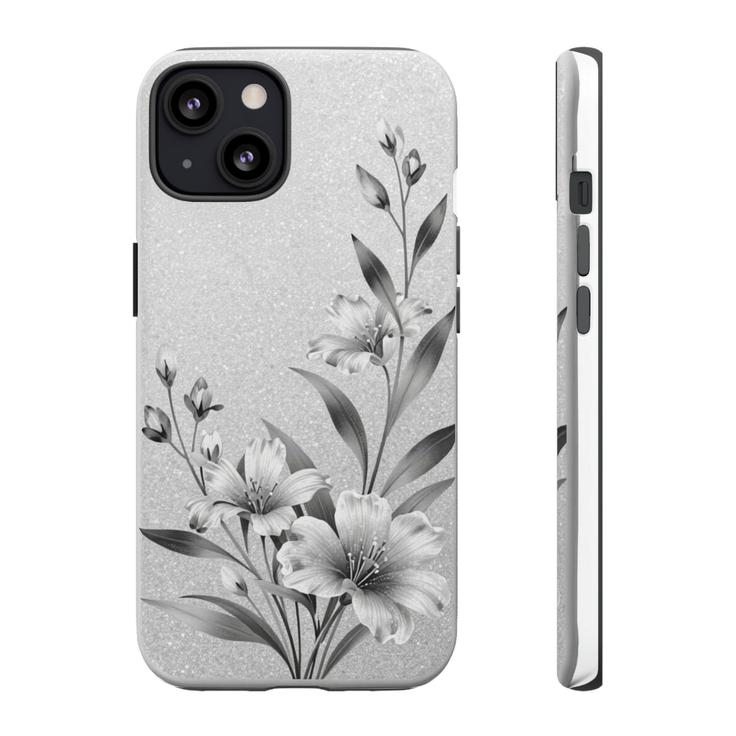 Floral Monochrome Phone Case — Elegant Black & White Lily Design