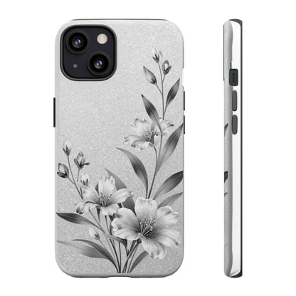 Floral Monochrome Phone Case — Elegant Black & White Lily Design