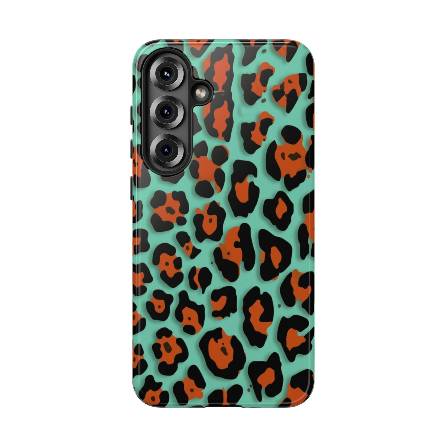 Teal & Rust Leopard Phone Case — Tough Protective Animal Print