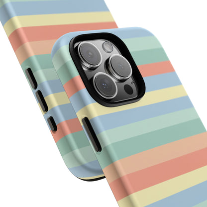 Pastel Striped Phone Case — Retro Horizontal Multi-Color Tough Case