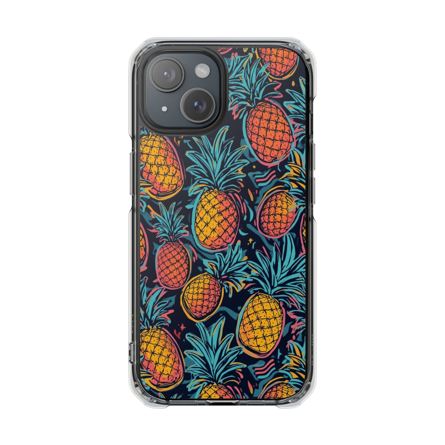 Pineapple Clear Magnetic Impact Phone Case — Tropical Pattern, Protective Clear Cover