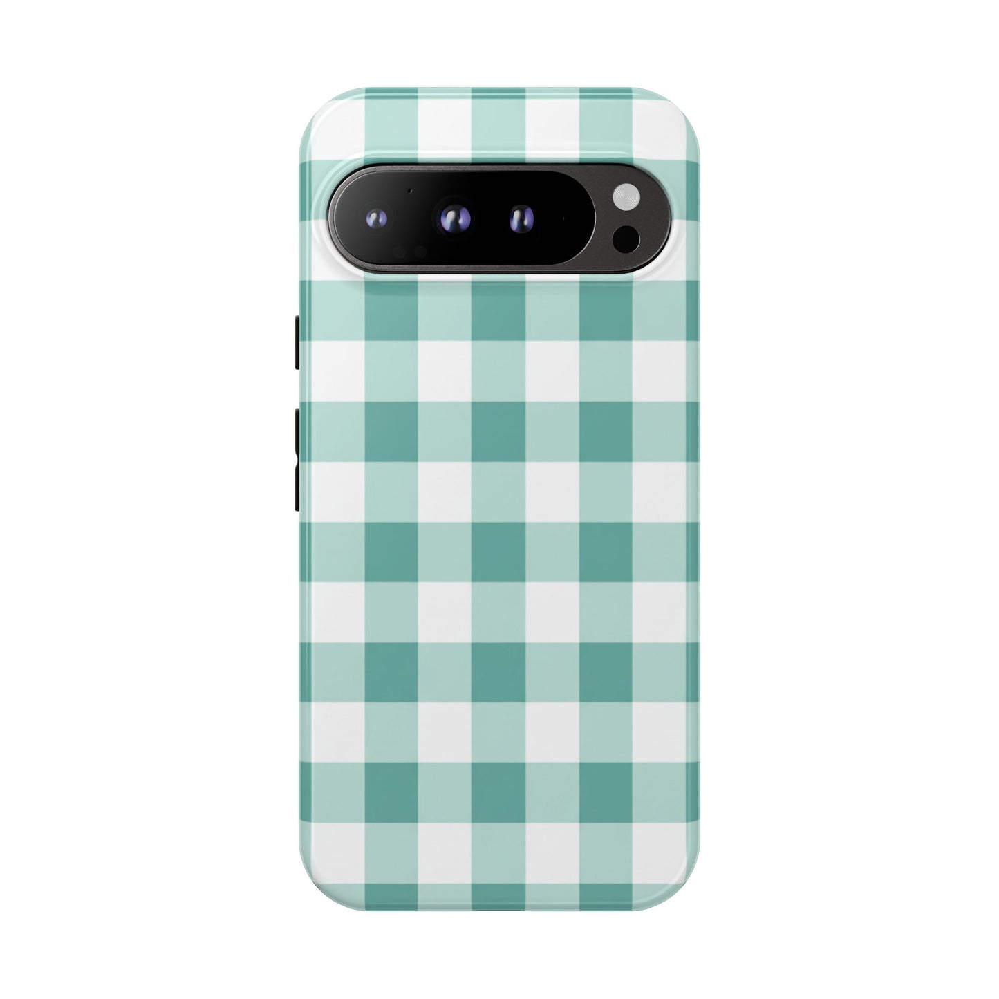 Mint Green Buffalo Check Tough Phone Case — Durable Plaid Protective Cover