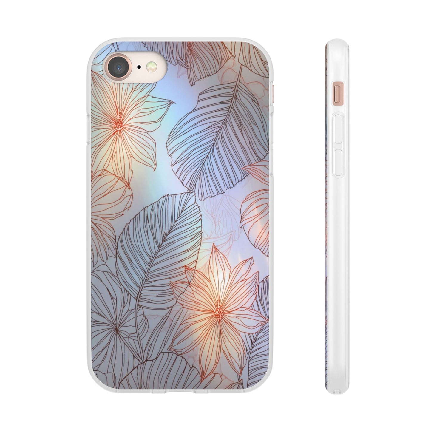 Floral Holographic Phone Case — Iridescent Leaves & Flowers Flexi Case