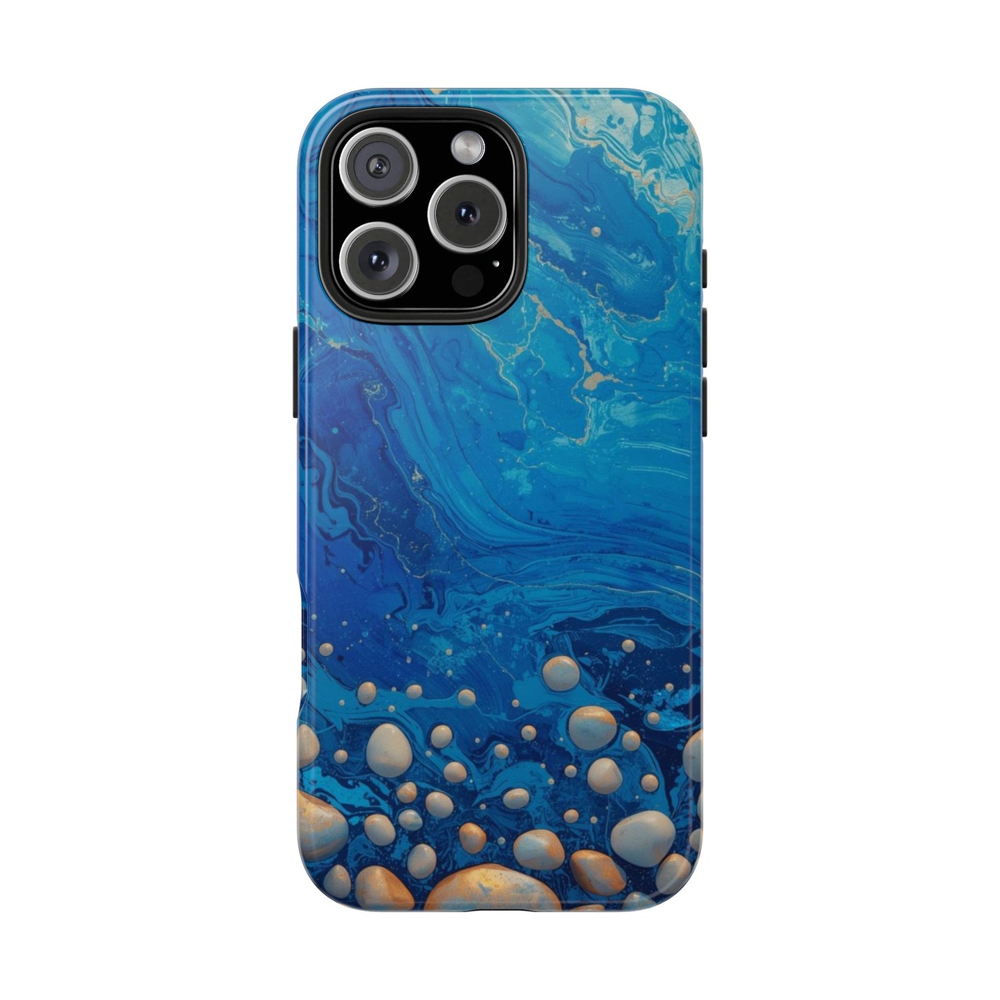 Blue Ocean Pebble Tough Phone Case — Protective Artistic Marble Design