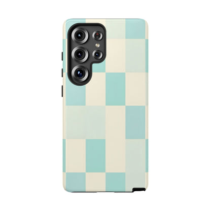 Pastel Checkerboard Tough Case – Mint & Cream Protective Phone Cover