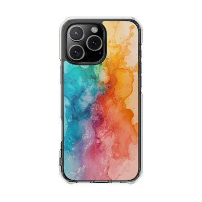 Clear Impact Phone Case — Rainbow Watercolor Splash Magnetic Compatible