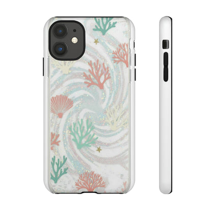 Seafoam Coral Tough Phone Case - Pastel Ocean Wave Design