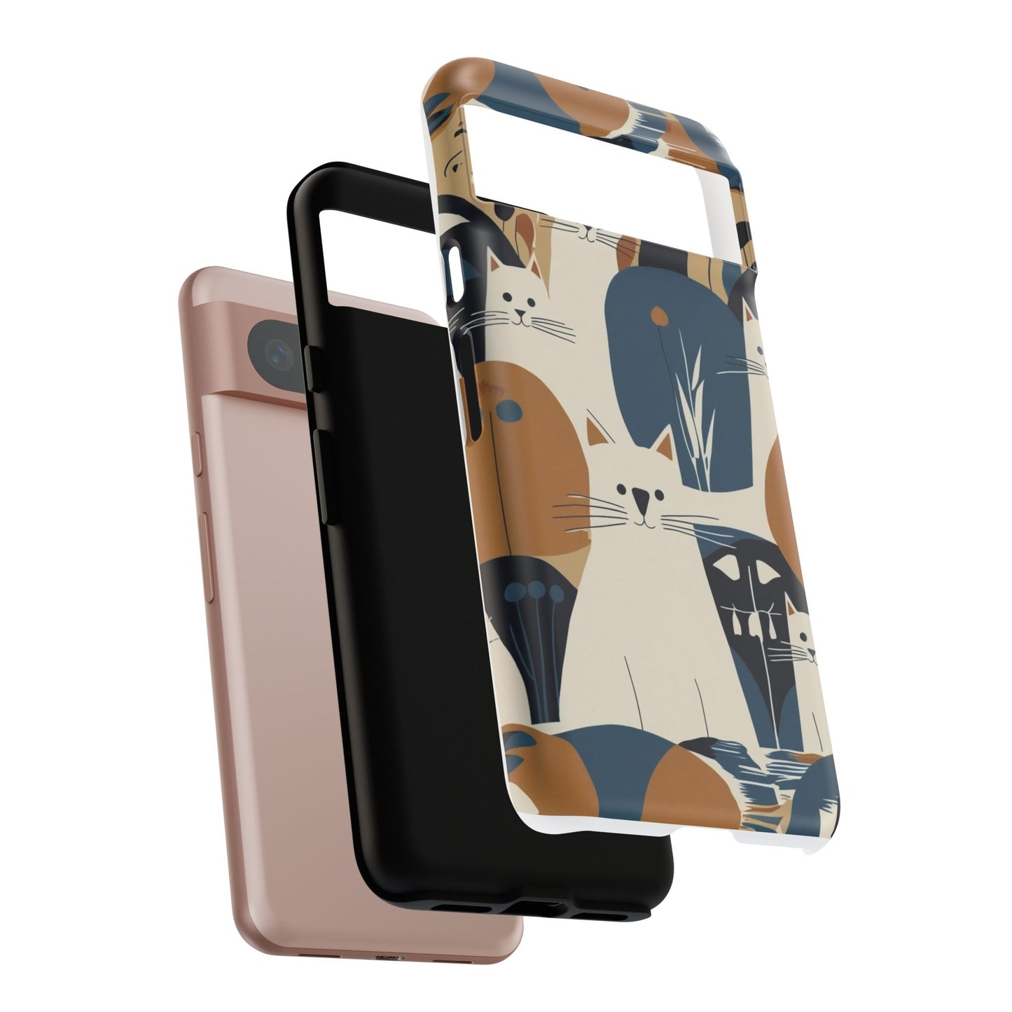 Cat Pattern Phone Case – Retro Abstract Cats Protective iPhone Cover