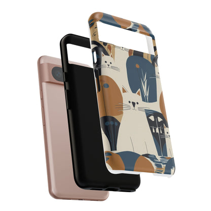 Cat Pattern Phone Case – Retro Abstract Cats Protective iPhone Cover