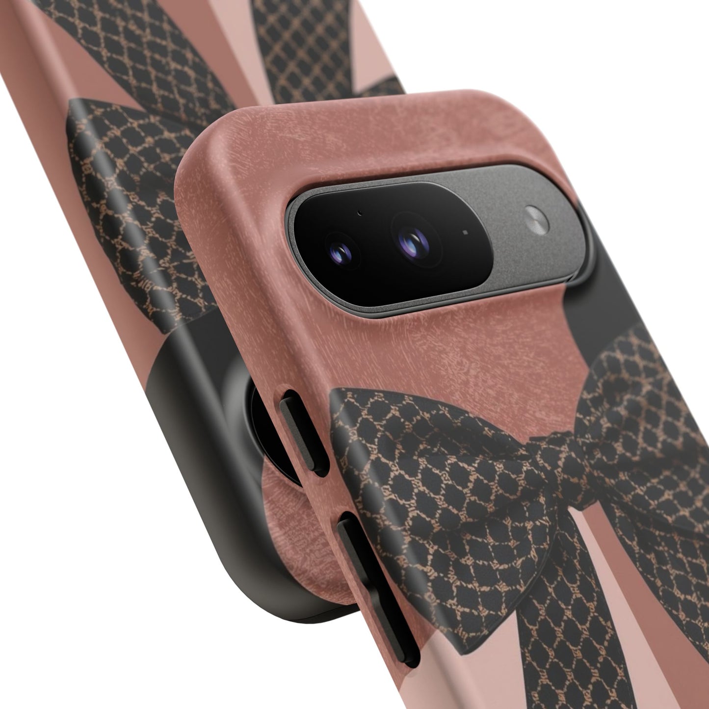 Bow Stripe Tough Phone Case – Pink Mauve Protective Cover