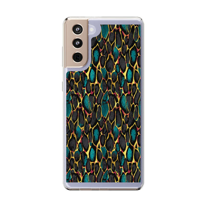 Teal Gold Leopard Clear Phone Case