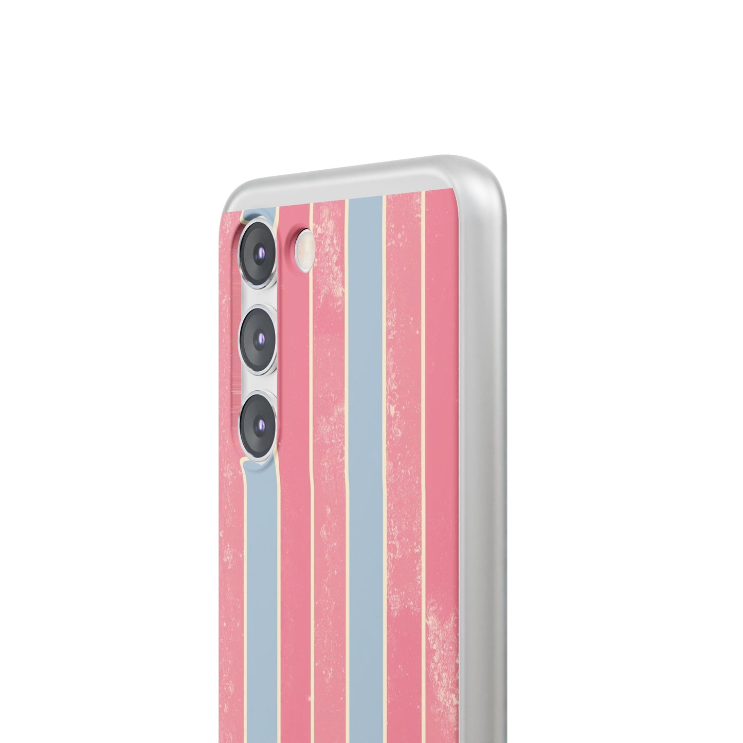 Striped Pink & Blue Phone Case — Retro Pastel Flexi Case