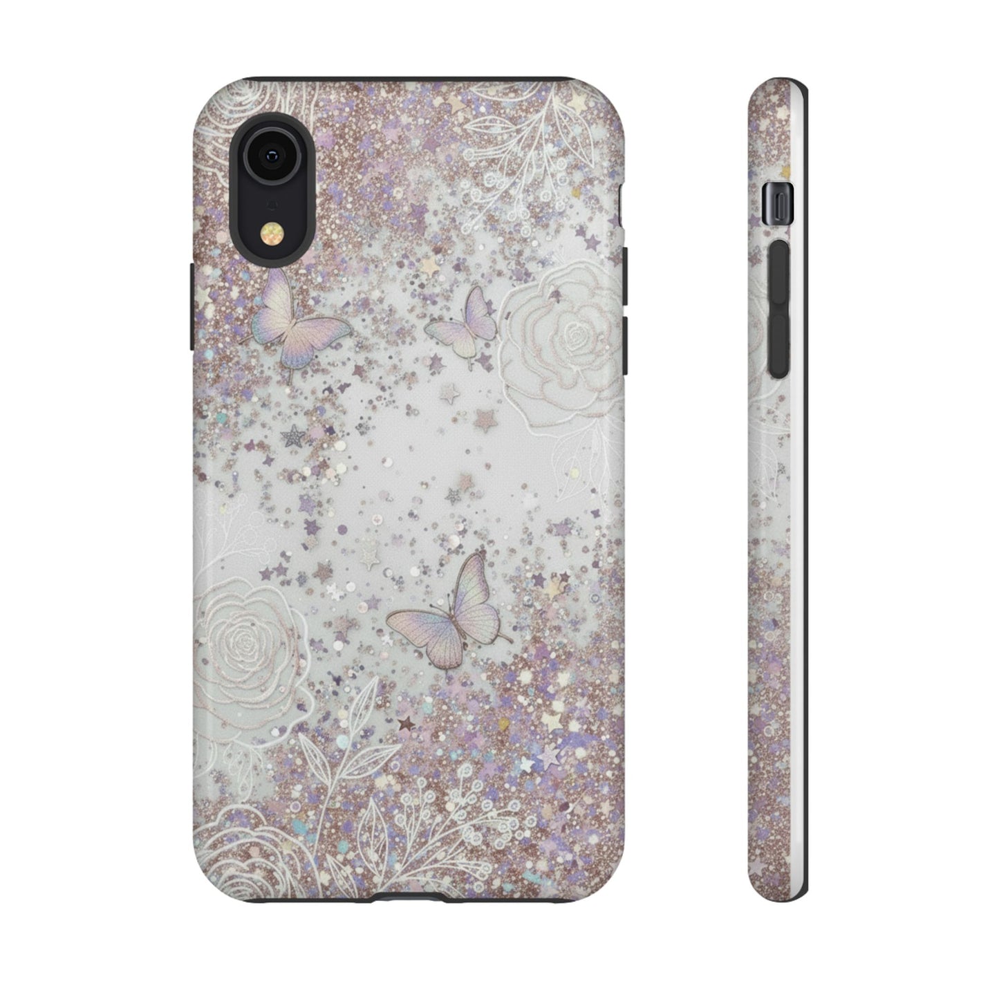Butterfly Glitter Tough Phone Case — Floral Sparkle Protective Case