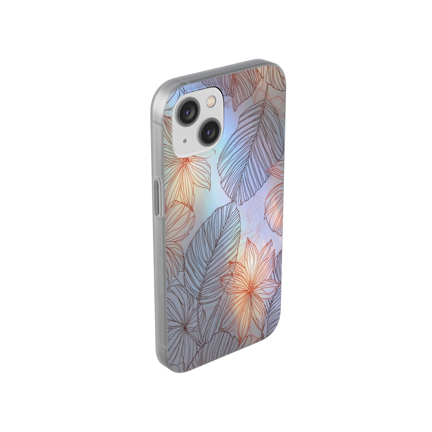 Floral Holographic Phone Case — Iridescent Leaves & Flowers Flexi Case