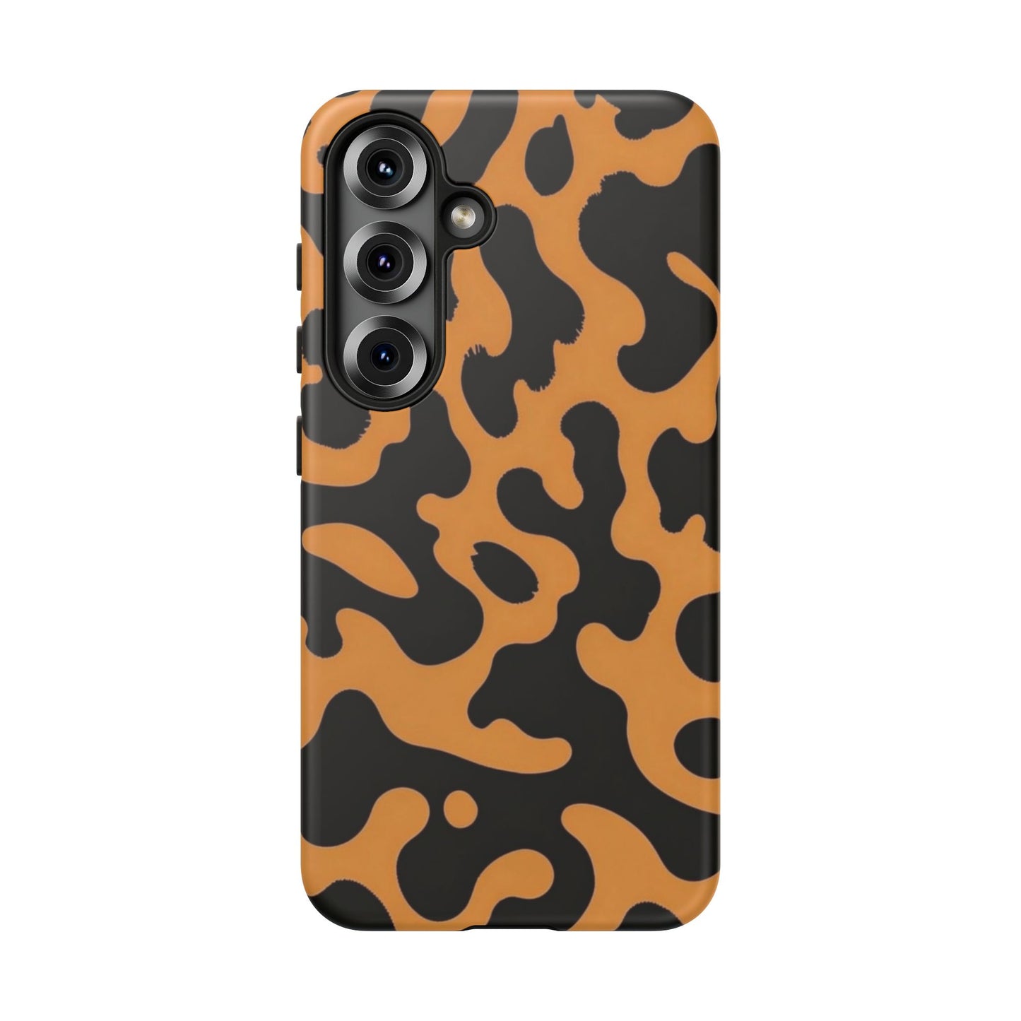 Leopard Print Phone Case — Orange & Black Tough Pattern Protective Cover