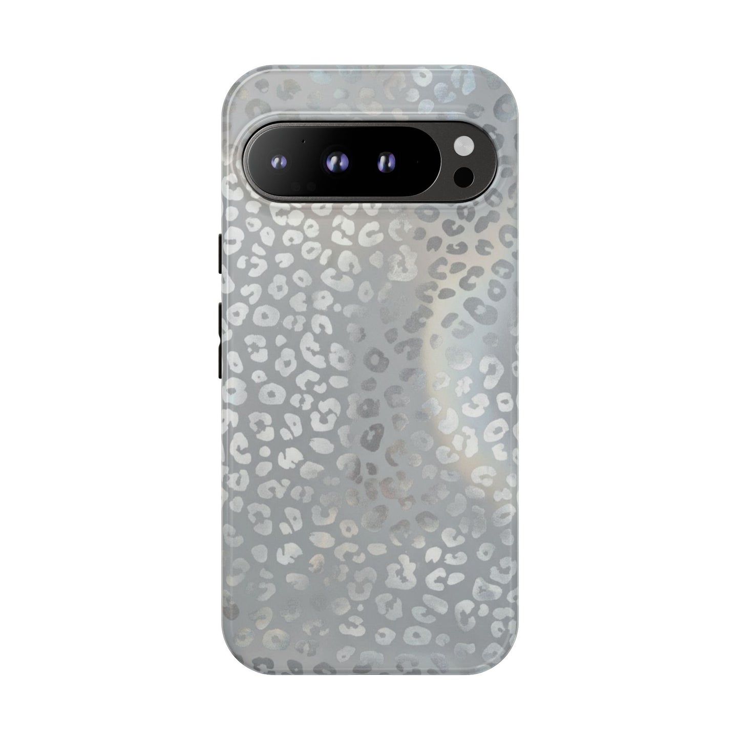 Grey Leopard Print Tough Phone Case — Durable Protective iPhone Cover
