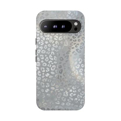 Grey Leopard Print Tough Phone Case — Durable Protective iPhone Cover