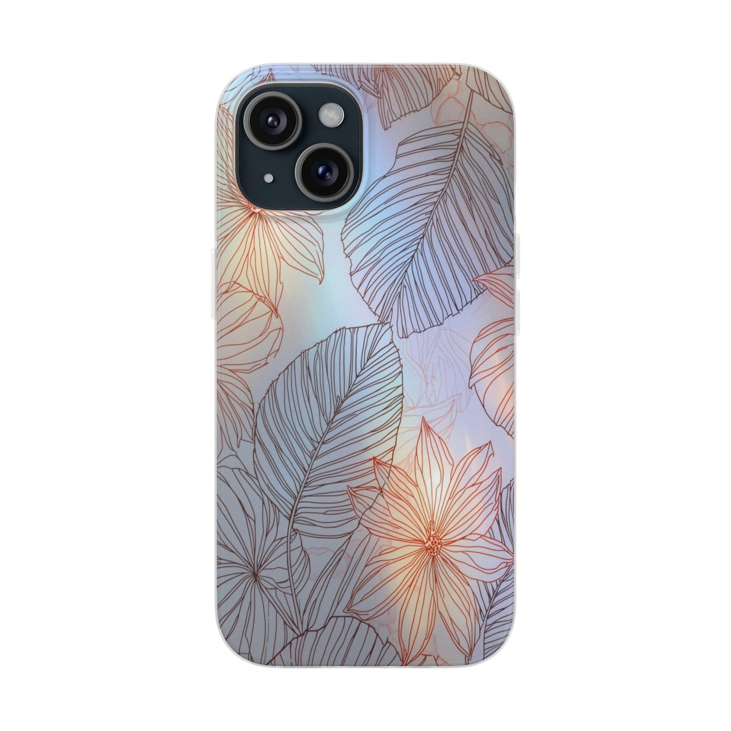 Floral Holographic Phone Case — Iridescent Leaves & Flowers Flexi Case