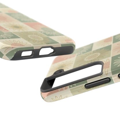Copy of Copy of Copy of Sunflower Check iPhone Tough Phone Case — Retro Pastel Floral Protective Cover