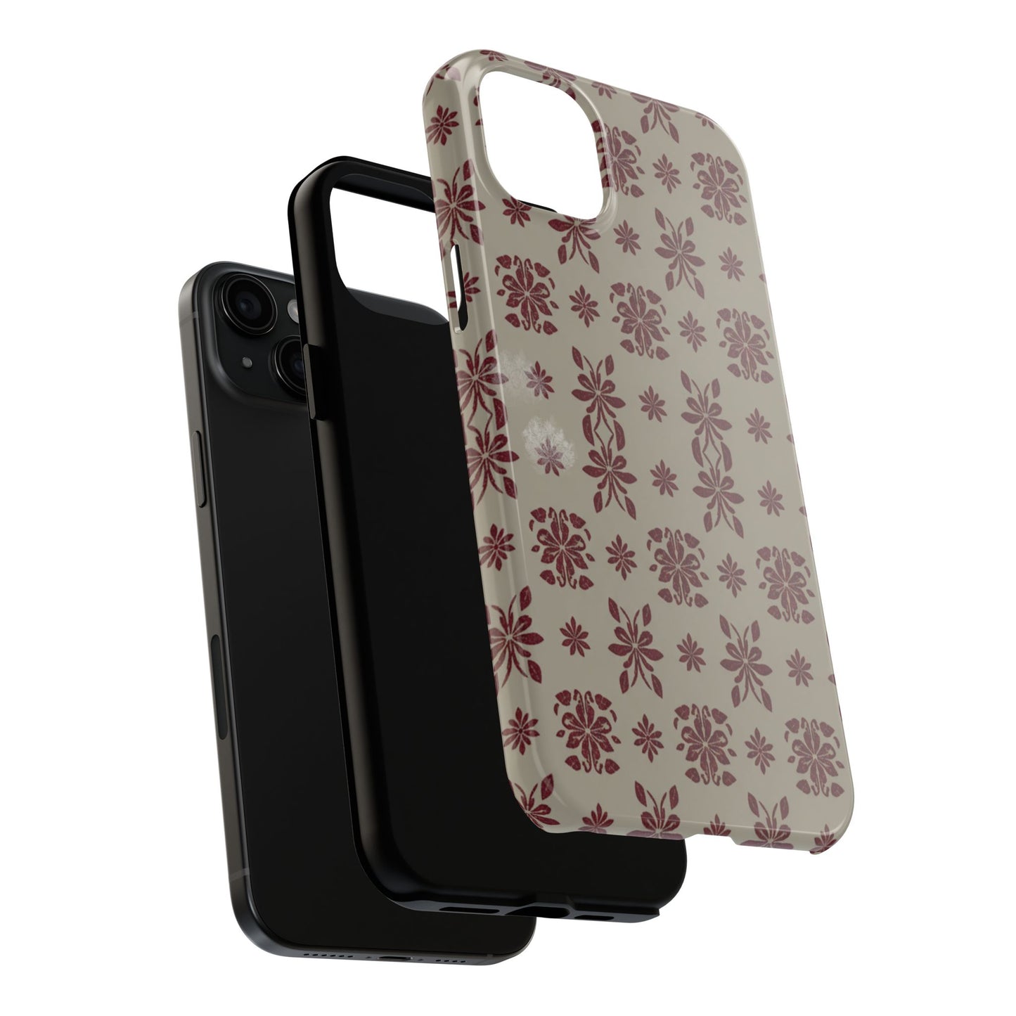Tough Phone Case — Vintage Red Floral Pattern Protective Cover