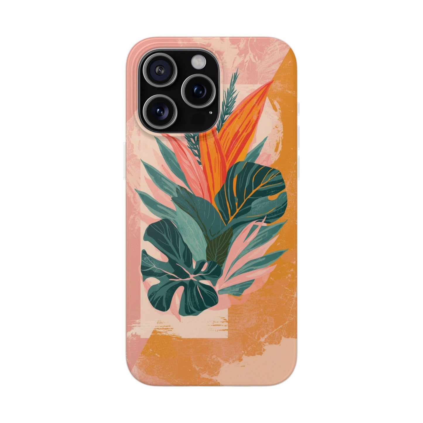 Tropical Botanical Phone Case — Pink & Orange Floral Flexi Case