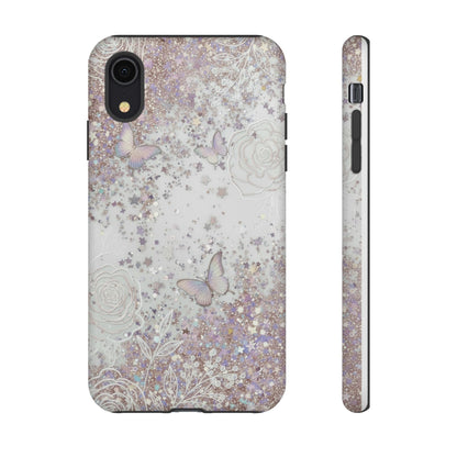 Butterfly Glitter Tough Phone Case — Floral Sparkle Protective Case