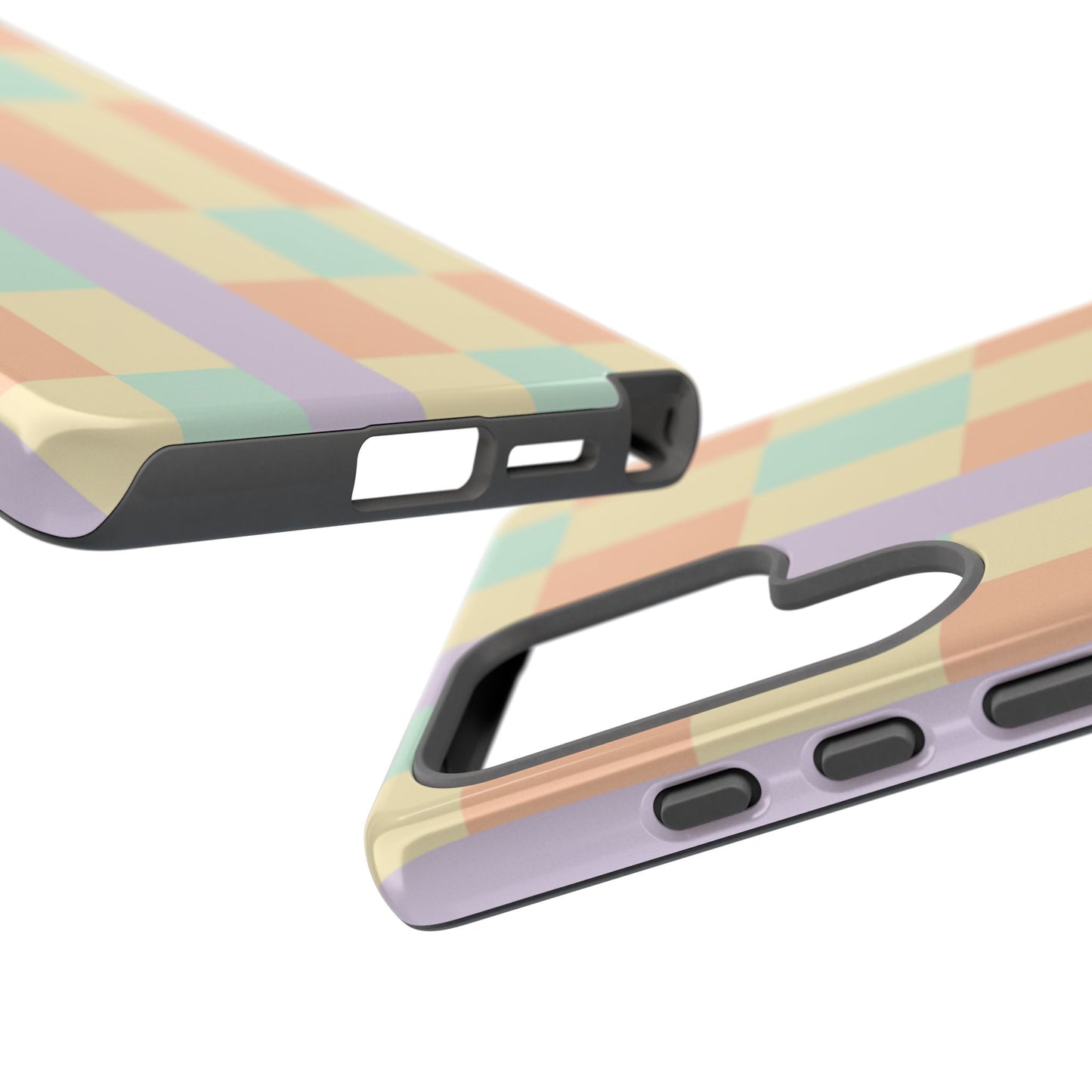 Pastel Checkered Phone Case — Retro Stripe Tough Case