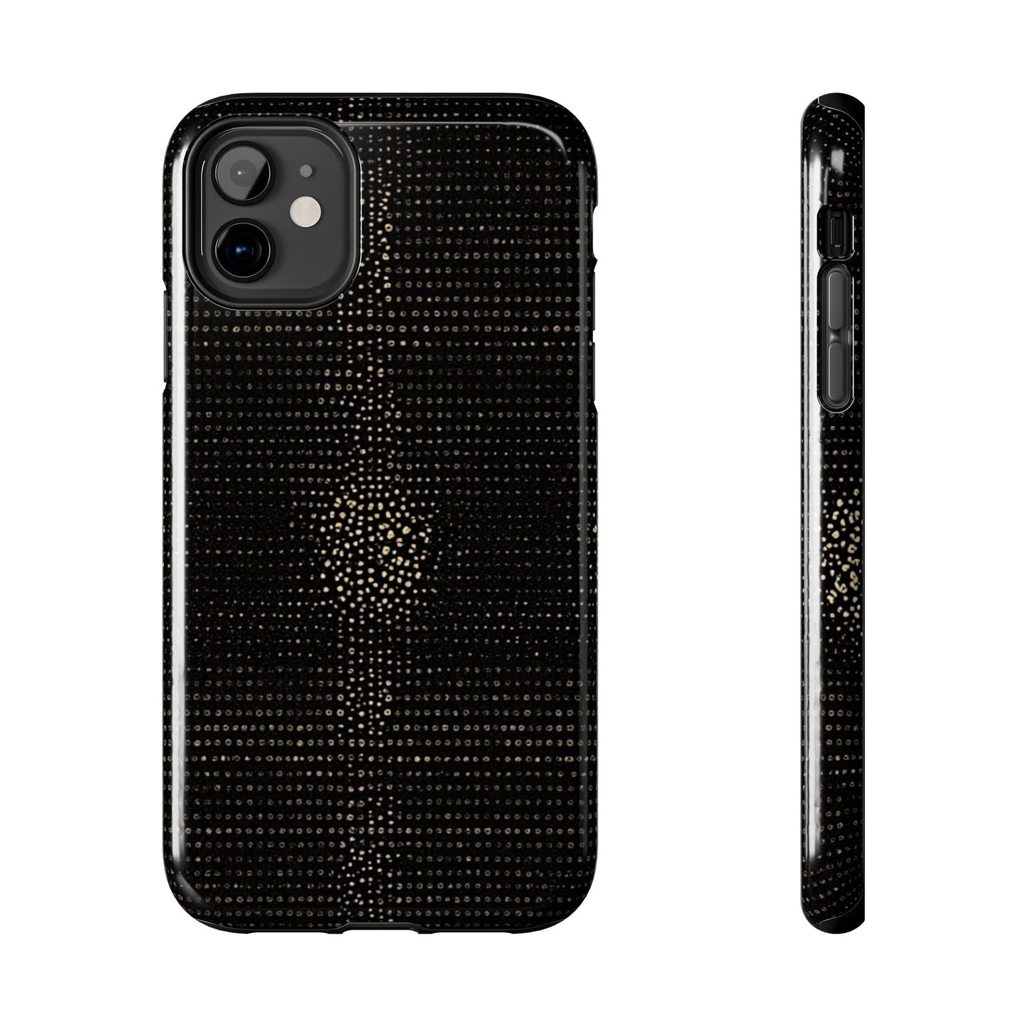 Tough Phone Case — Black Textured Metallic Dot Shield