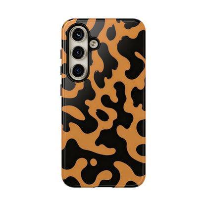 Leopard Print Phone Case — Orange & Black Tough Pattern Protective Cover