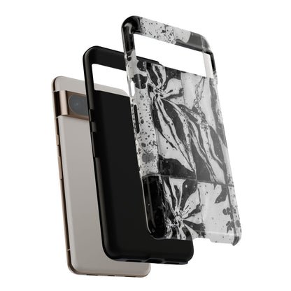 Monochrome Tile Floral Tough Phone Case