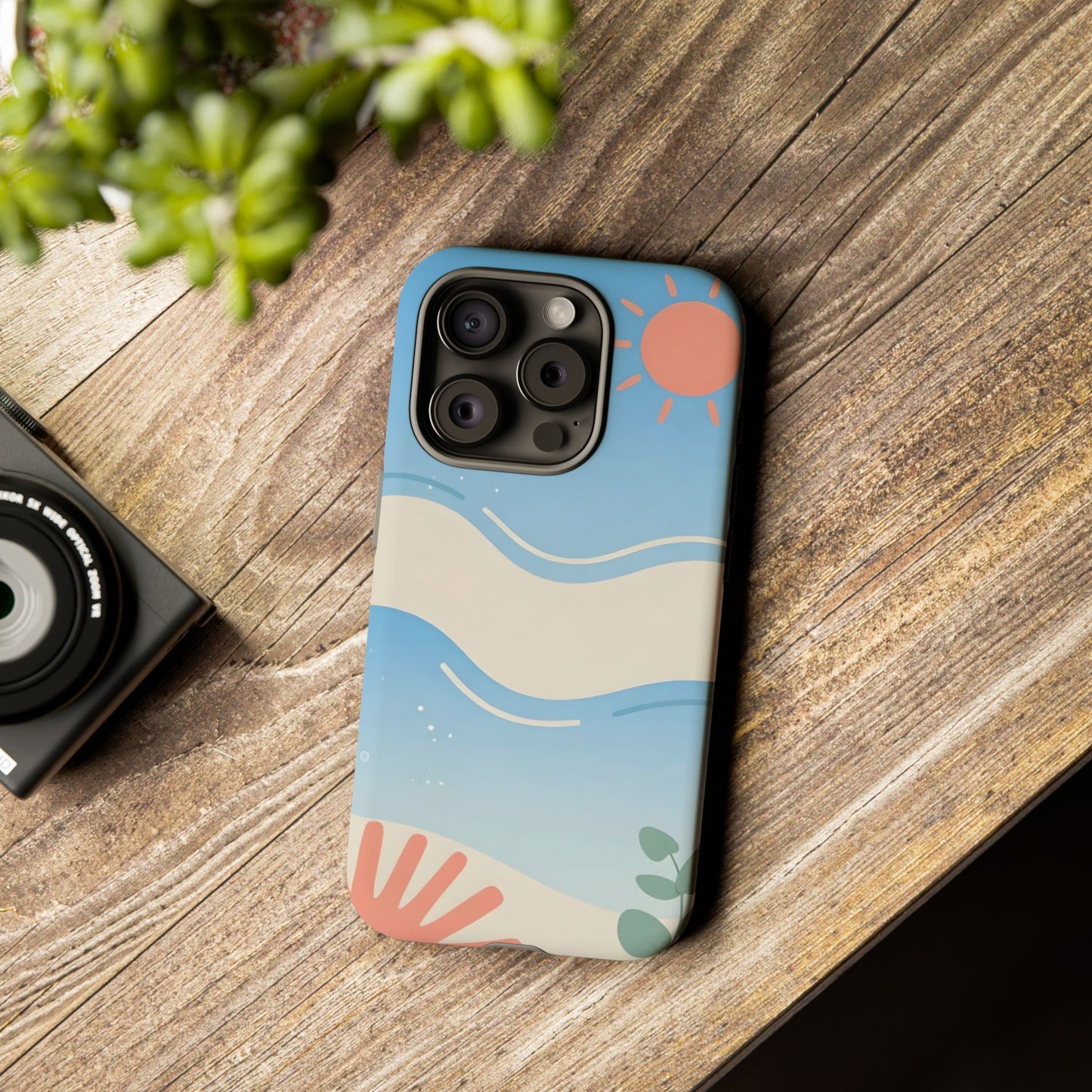 Beach Waves Tough Phone Case — Summer Sun & Seashell Protective Cover