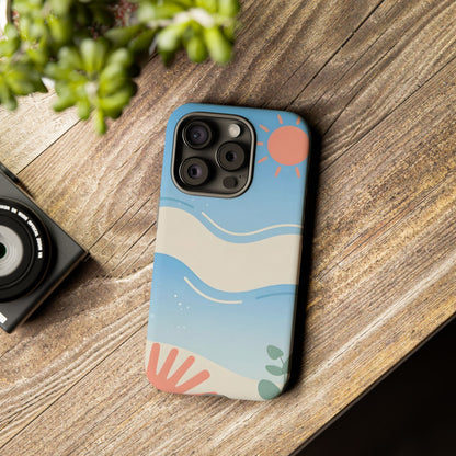 Beach Waves Tough Phone Case — Summer Sun & Seashell Protective Cover