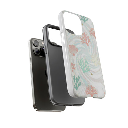 Seafoam Coral Tough Phone Case - Pastel Ocean Wave Design